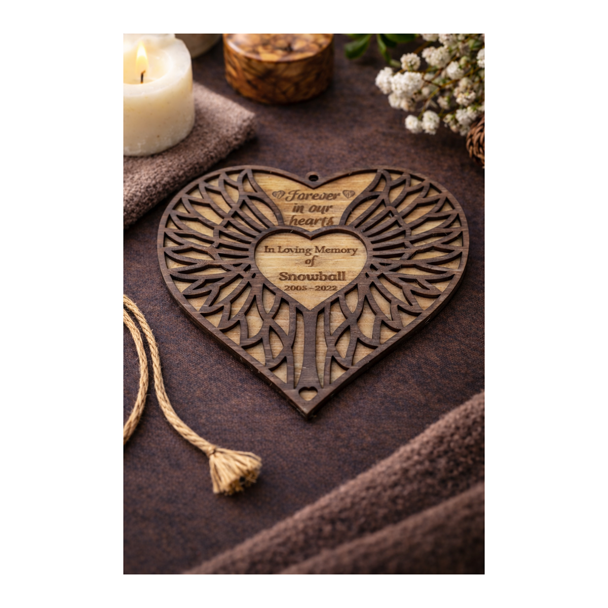 Custom Memorial Ornament for Pets or Loved Ones | Personalized 3D Layered Wood Memorial Keepsake
