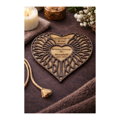 Custom Memorial Ornament for Pets or Loved Ones | Personalized 3D Layered Wood Memorial Keepsake