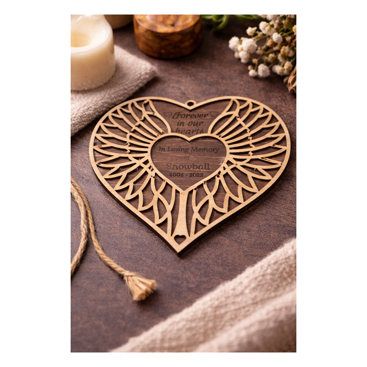 Custom Memorial Ornament for Pets or Loved Ones | Personalized 3D Layered Wood Memorial Keepsake
